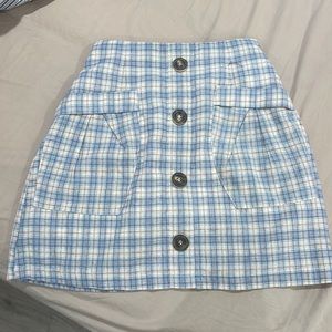 blue plaid skirt